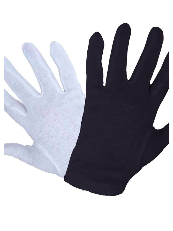 Weisse und schwarze Baumwoll Handschuhe