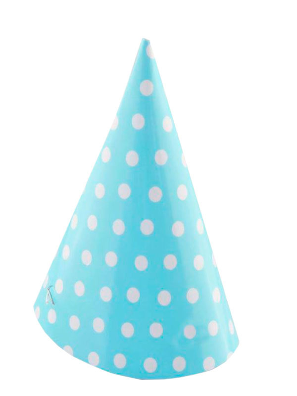 6 Geburtstagshüte mit blauen Tupfen