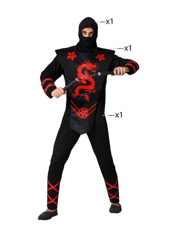 Schwarzes Ninja-Kostüm für Erwachsene